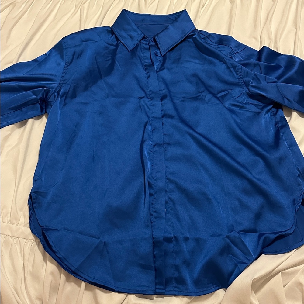 Daily Drills Cobalt Blue Button Down Shirt
